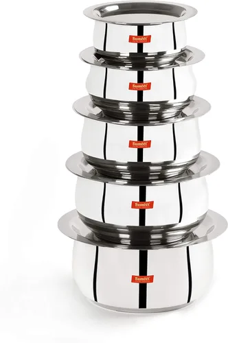 Miniatura 12 de Sumeet Juego de Ollas de Acero Inoxidable de 4 Piezas en Forma de Vientre/Utensilios de Cocina/Juego de Ollas con Tapa 380ML, 500ML, 780ML, 1.1Ltr