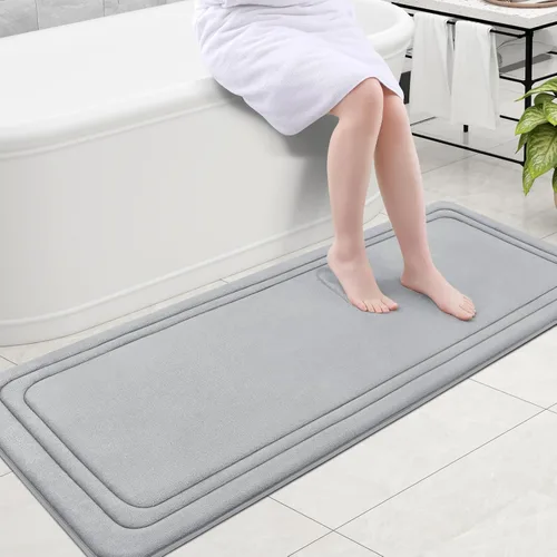 Miniatura 49 de Grandaily Alfombra de baño de espuma viscoelástica de 24 x 16 pulgadas, ultrasuave, antideslizante y absorbente, lavable a máquina, cómoda alfombra