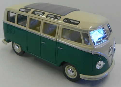 Miniatura 3 de KiNSMART autobús clásico Volkswagen Hippy de 1962, modelo de juguete de metal fundido a presión de 7 pulgadas, a escala 1:24, azul, con acción