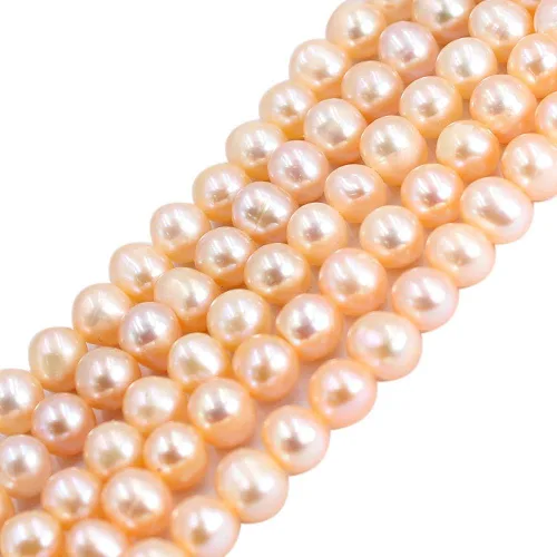 Miniatura 5 de Fabricación de joyas naturales de 0.197-0.236 in cultivadas casi redondas de agua dulce perlas espaciadoras sueltas hebra de 14 pulgadas (rosa)