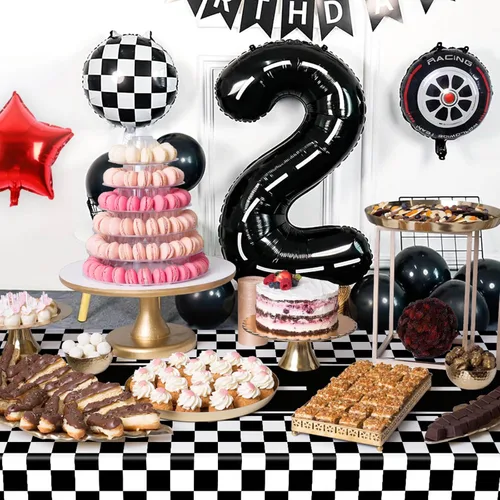 Miniatura 6 de Decoraciones de fiesta de auto de carreras de cumpleaños número 2