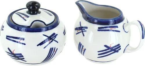 Miniatura 11 de Set de crema y azúcar de ballina de cerámica polaca Blue Rose
