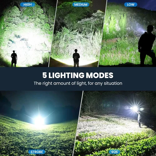 Miniatura 3 de Linterna recargable de 99,000 lúmenes - Paquete de 3 linternas LED brillantes con 5 modos, linterna impermeable de mano para camping, hogar, exterior