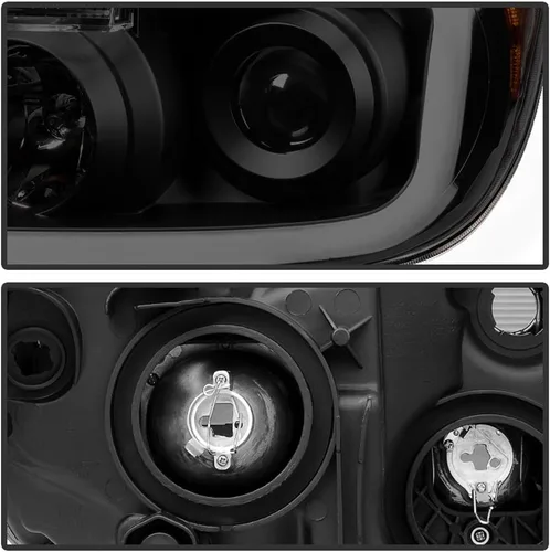 Miniatura 4 de ACANII - Faros delanteros para Toyota Tundra 2007-2013 con tubo LED ahumado negro estilo de mejora, juego de faros delanteros izquierdo y derecho