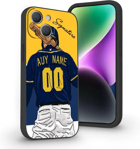 Miniatura 23 de Estuche de Béisbol Personalizado con Nombre y Número de Liquid Silicone para iPhone 17 Air 16 15 Pro Max 14 13 Mini 12 11 Xs Xr SE3 8 7 6 Plus