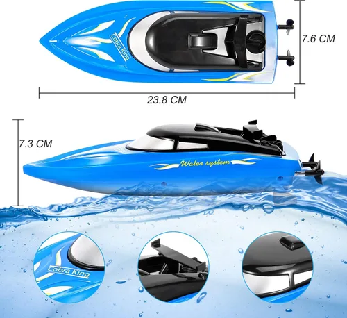 Miniatura 2 de Paquete de 2 barcos a control remoto, barcos de control remoto para niños y adultos, 6.2 mi/H 2.4 G de alta velocidad, barcos RC rápidos para Azul