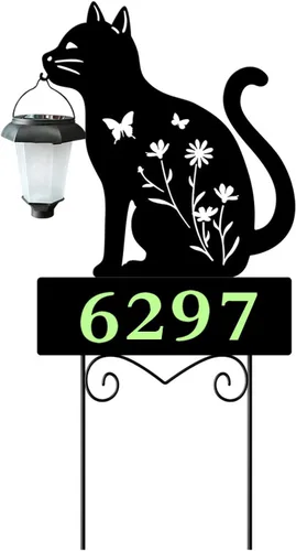 Miniatura 7 de Estacas de Jardín de Gato Sosteniendo Farol Solar Gatos de Jardín de Metal Farol Solar de Gato Estacas Decorativas de Jardín para Patio, Jardín
