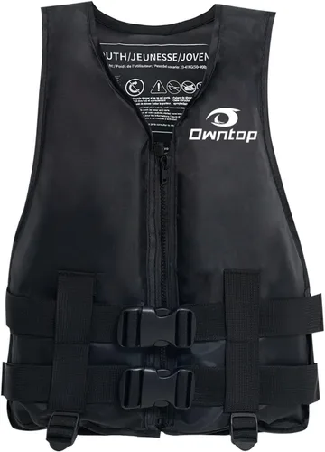 Miniatura 7 de Owntop Chaquetas de natación para niños y adultos de 50 a 125 libras de hebillas dobles, cremallera y correa de entrepierna, chaleco de esquí ligero