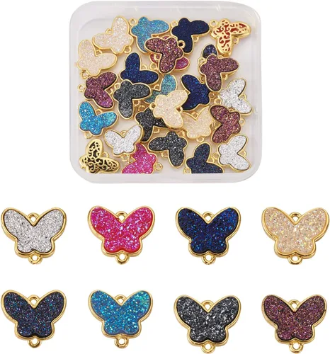 Miniatura 8 de Craftdady Colgantes colgantes de metal con dijes de mariposa Oro claro + platino