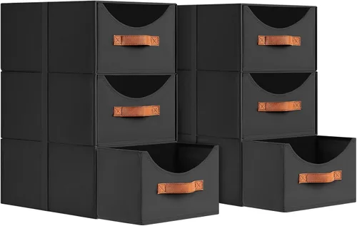 Miniatura 25 de Homsorout Cajones de almacenamiento apilables, contenedores de almacenamiento plegables con cajones, paquete de 8 cestas organizadoras de estantes