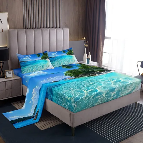 Miniatura 33 de Erosebridal Juego de sábanas tamaño individual de cola de sirena para niños, decoración de habitación de sirena, sábana bajera ajustable