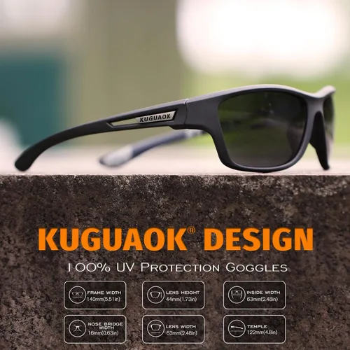 Miniatura 2 de KUGUAOK Gafas de sol deportivas polarizadas para hombres, para conducir, ciclismo, pesca, gafas de sol 100% con protección UV 3apck-negro+azul+azul