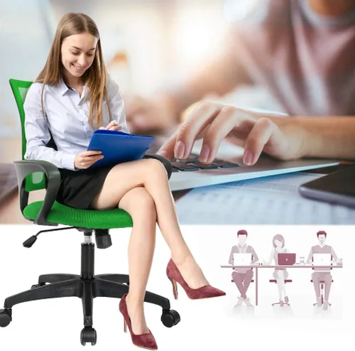 Miniatura 3 de BestOffice Silla de oficina ergonómica Silla giratoria de escritorio con respaldo medio Respaldo transpirable y soporte lumbar Altura Verde