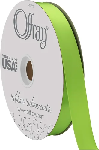 Miniatura 48 de Offray Cinta doble faz de satén, carrete de 7/8 pulgadas de ancho x 20 yardas, color blanco envejecido