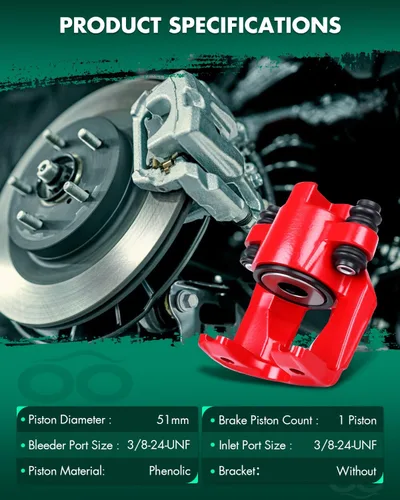 Miniatura 2 de SCITOO Pinza de freno trasera derecha sin soporte 18-4679 rojo compatible para Ford 1997-2004 para Lincoln 1998-2010