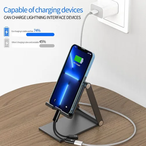 Miniatura 2 de Adaptador de auriculares para iPhone (2 en 1) Dual Lightning Jack Dongle Carga Divisor de Audio Cargador Conector Aux Puerto de Alimentación 14 13