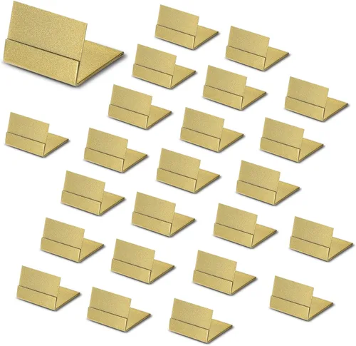 Soportes Dorados para Números de Mesa, Paquete de 24 Soportes de Metal para Tarjetas de Lugar y Portafotos con Caja de Almacenamiento - Ideal para