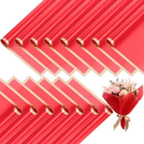 Yahenda 420 hojas de papel para envolver flores, papel para ramos de flores con borde dorado, estilo coreano, envoltura de ramos para suministros