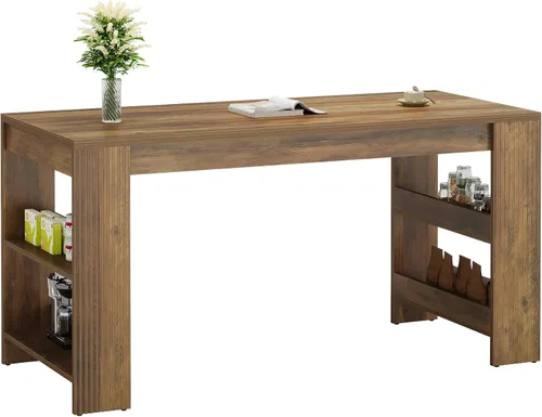 Miniatura 8 de Tribesigns Mesa de bar de 63 pulgadas, mesa de pub de altura de mostrador de granja con estantes de almacenamiento, unidad de barra superior alta