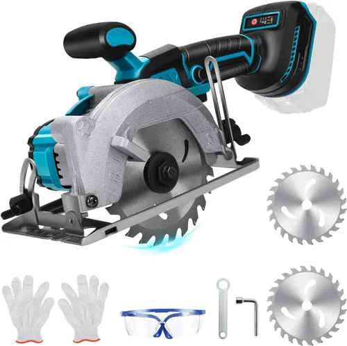 Miniatura 9 de Sierra circular inalámbrica de 5 pulgadas para batería Makita de 18 V (sin batería), sierra de madera eléctrica con motor sin escobillas, bisel