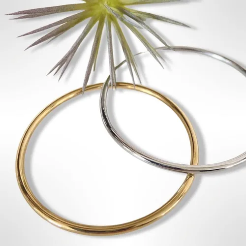Miniatura 4 de Daisy Bloom Brazalete chapado en oro para mujer pulsera redonda de 018 pulgadas de grosor
