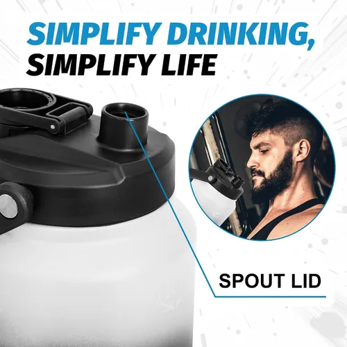 Miniatura 3 de NATURE PIONEOR Botella de agua aislada de 84 onzas, jarra de agua de acero inoxidable con doble vacío con soporte/portador, boca ancha, deportes al