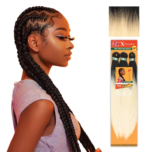 Miniatura 21 de Sensationnel X-Pression - Trenzas prestiradas, 3 unidades, 58 pulgadas, paquete de 1 unidad, 1B