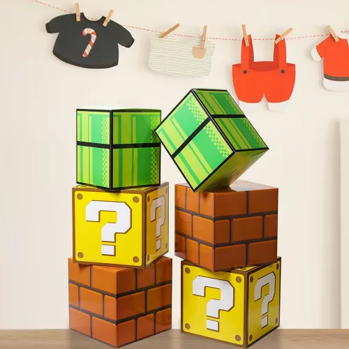 Miniatura 6 de 6 cajas grandes de fiesta para fiesta de cumpleaños, caja de tubos de ladrillo para fiesta de juegos, cajas de accesorios de fiesta