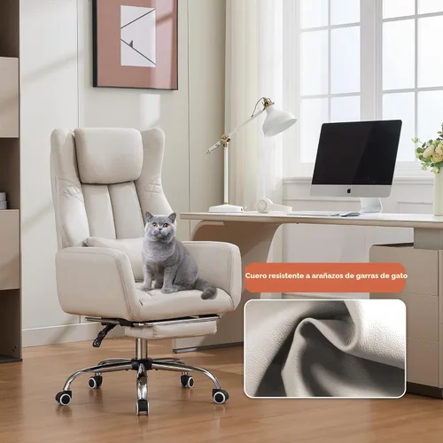Miniatura 7 de Silla de oficina con respaldo alto cruzado con reposapiés, silla de escritorio ergonómica con patas cruzadas con reposabrazos abatible, acogedora