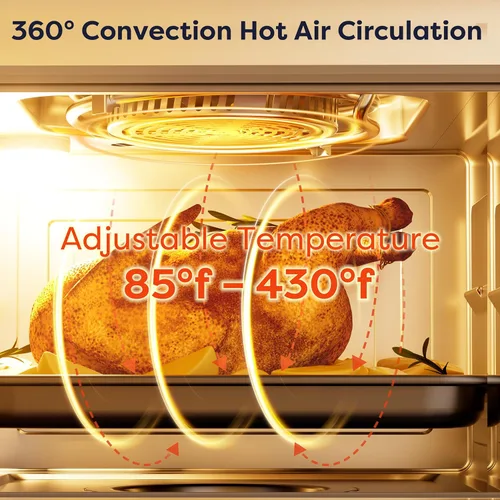 Miniatura 2 de CIARRA Horno de vapor de sobremesa 8 en 1 con freidora de aire, mini horno tostador de convección de 13QT con vapor, vapor rápido, freidora de aire
