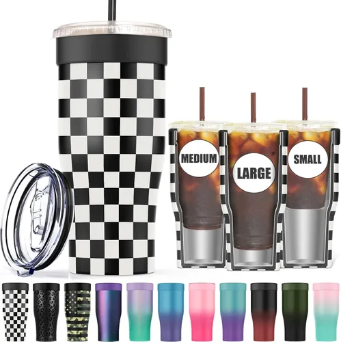 Miniatura 17 de Funda universal para café helado - Funda aislante reutilizable de acero inoxidable de doble pared mejorada para bebidas frías, se ajusta a tazas