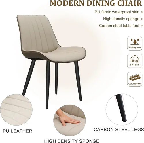 Miniatura 3 de Juego de sillas de comedor AmoUnico, silla de comedor moderna, sillas de comedor de cuero, sillas de cocina con tapizado de cuero sintético