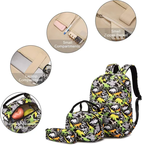 Miniatura 5 de Ecodudo - Morral ligero para niños y niñas, lindas mochilas escolares con lonchera