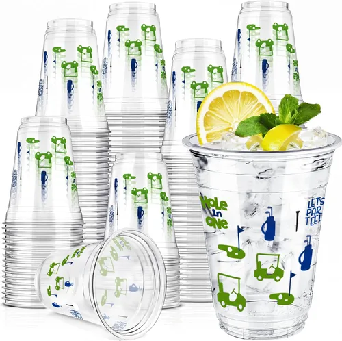 Miniatura 12 de Qinyoung 50 piezas de suministros de fiesta de golf con bola de golf de Masters, vasos de plástico transparente desechables de 12oz en masa, Let's