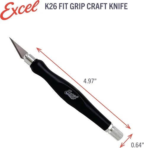 Miniatura 2 de Excel Blades Fit Grip - Cuchillo de manualidades con hoja en ángulo de acero al carbono ultra afilada #11 - Cuchillo de precisión con agarre de goma
