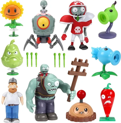 JHESAO 10 piezas de plantas y zombis, figuras de acción Zombies PVZ, juguetes de la serie 1 2, grandes regalos para niños y fanáticos, cumpleaños y