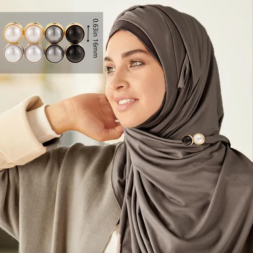 Miniatura 5 de Niqab - Alfileres magnéticos de seguridad para hiyab para mujeres y niñas, imán para ropa (D-negro y gris)