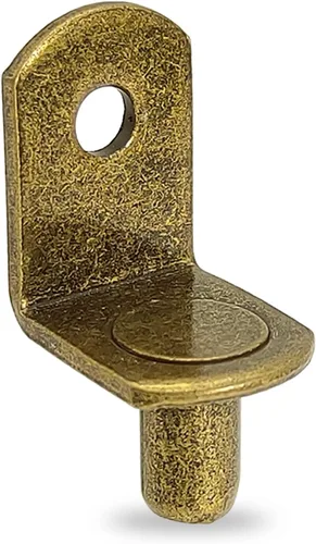 Miniatura 8 de 40 piezas de clavijas de soporte para estante, clavijas de estante de 1/4 de pulgada de diámetro con orificio, clips en forma de L chapados