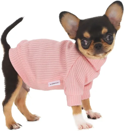 Miniatura 15 de LOPHIPETS Suéteres de cuello alto para perros pequeños, ropa para cachorros Chihuahua, rosa claro brillante, M