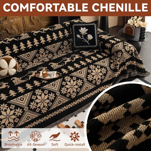 Miniatura 147 de VClife Fundas de sofá bohemio de felpilla para sofá seccional, fundas de sofá suaves y antideslizantes para sofá de 2 cojines, protector de muebles
