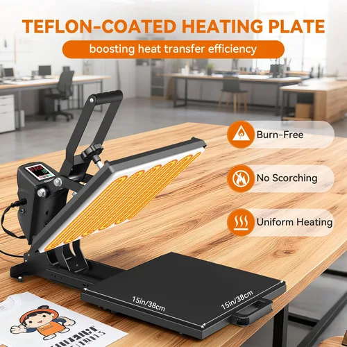 Miniatura 2 de AKEYDIY Prensa de calor de 15 x 15 pulgadas, prensa digital de camisas que se calienta rápido y uniforme, prensa de calor profesional extraíble