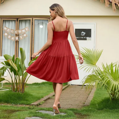 Miniatura 54 de GINKANA Vestido de maternidad sin mangas para mujer, con tirantes ajustables, vestido casual de verano para uso diario o baby shower