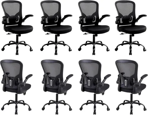 Miniatura 22 de Flysky Juego de 10 sillas ergonómicas de escritorio para oficina en casa, soporte lumbar, silla giratoria de malla transpirable para computadora