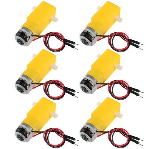 Motor TT de engranaje eléctrico de CC de 6 piezas, motor de engranaje precableado DC 3V-6V, chasis de automóvil inteligente de doble eje para