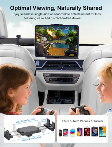 Miniatura 2 de PLDHPRO Soporte para tablet para reposacabezas de automóvil, iPad y asiento trasero, plegable, compatible con teléfonos y tabletas de 5.5 a 14.6