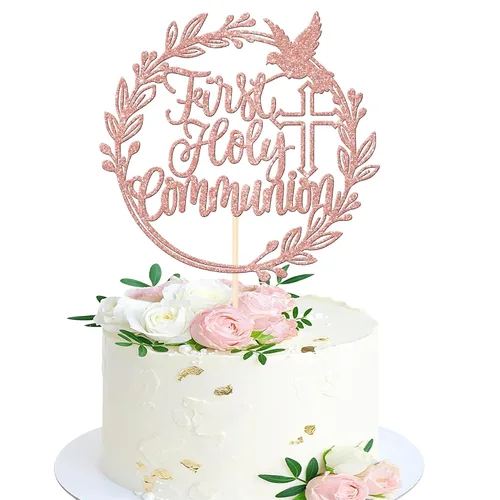 Miniatura 26 de 24 piezas de decoración para cupcakes con purpurina y paloma para magdalenas, para primera comunión, tema de bautismo cristiano, baby shower, fiesta
