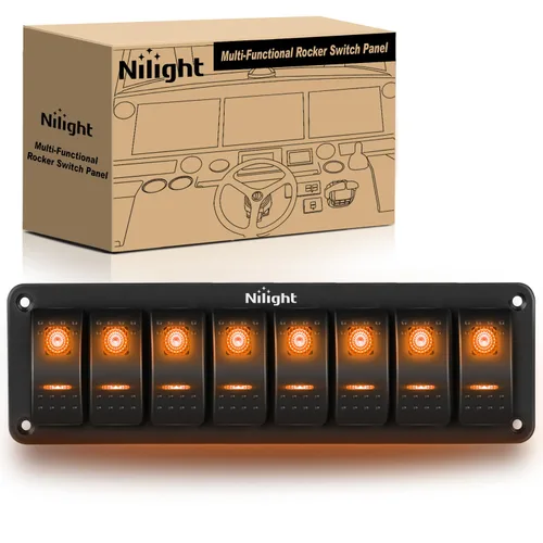 Miniatura 30 de Nilight Panel de interruptor basculante de 2 posiciones, 12V 24V DC, interruptores rojos, aluminio, 5 pines, ON OFF, precableado, impermeable