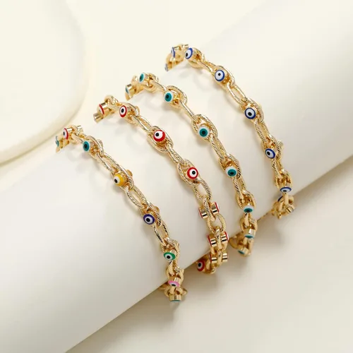 Miniatura 5 de sineed Pulsera de mal de ojo chapado en oro de 14 quilates, joyería de moda, ajustable, de buena suerte, pulsera de cadena de acero inoxidable
