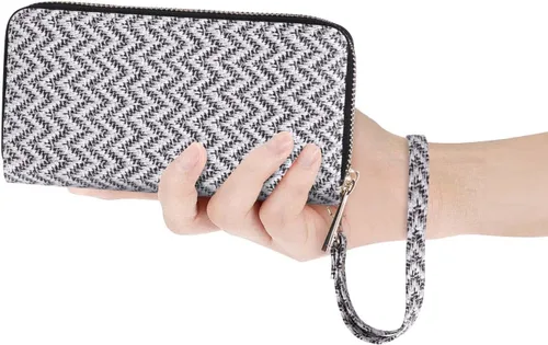 Miniatura 7 de Cartera de teléfono celular para mujer con doble cremallera y correa de muñeca extraíble