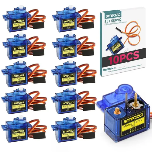 Smraza 10 piezas SG90 9G Micro Servo Kit (engranaje metálico) para proyectos Arduino, robot RC, brazo de robot, helicóptero, control de avión, coche